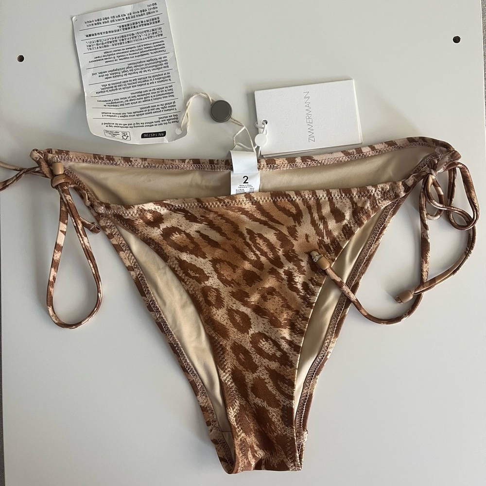 Zimmermann Brown Animal Print Bikini Bottom